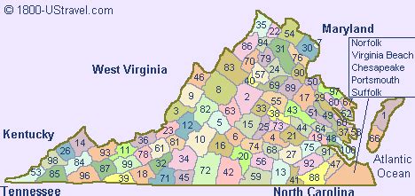 Map of Virginia Counties - US Travel Notes