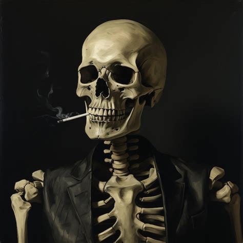 Premium AI Image | skeleton smoking a cigarette in a suit and smoking a ...