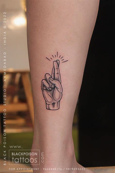 Crossed Fingers Tattoo Design - Black Poison Tattoos