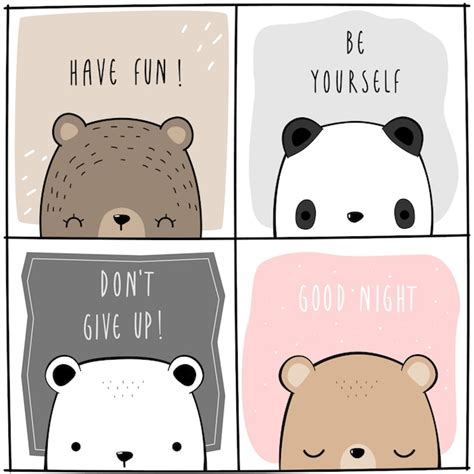 Premium Vector | Cute adorable teddy bear panda polar with motivation ...