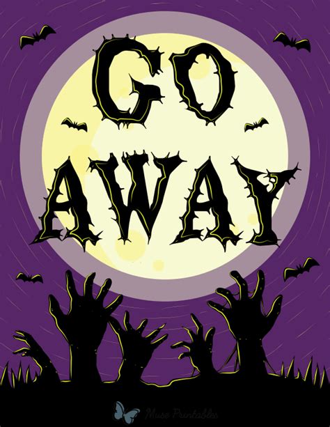 Printable Go Away Halloween Sign