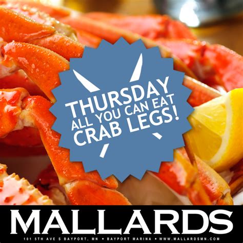 Thursday - All You Can Eat Crab Legs at MALLARDS! | Hudson, WI Patch