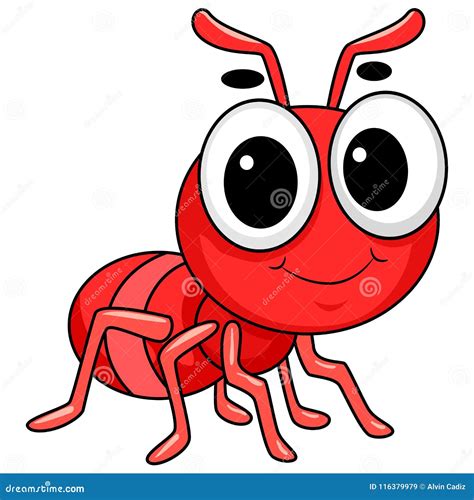 Vector Illustration of Little Cute Red Ant Stock Vector - Illustration of walking, character ...