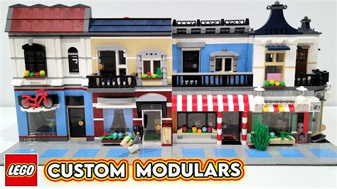 Custom LEGO Modular Buildings! Bikes, Café, Candy, & Corner Store - YouTube