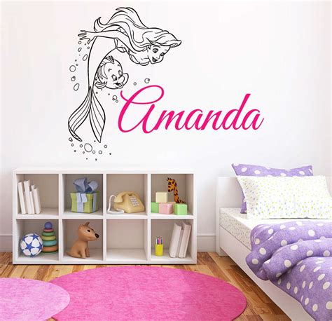 Personalized Name Princess Ariel Wall Decal Little Mermaid | Etsy