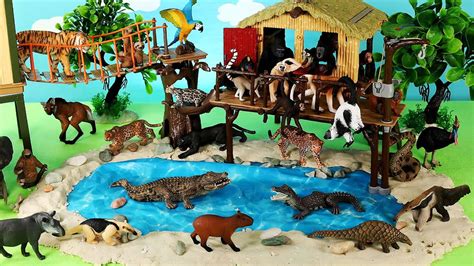 Fun Dioramas and Learn Animal Names with Wild Animal Figurines - YouTube