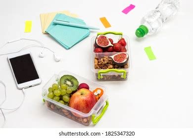 School Lunchbox Fruits Yellow Backpack Top Stock Photo 2241173857 ...