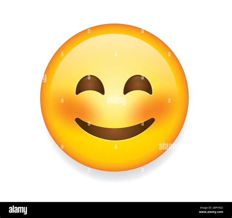 High quality emoticon vector on white background. Emoji blushing with ...