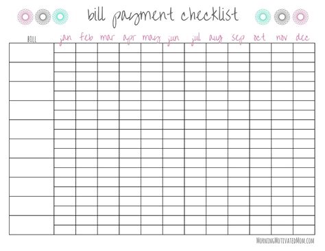 List Of Monthly Bills To Pay