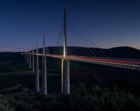 Millau viaduct at night Photograph by Stephen Taylor