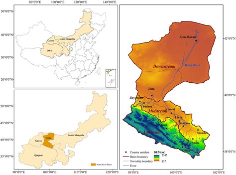 The geographic conditions of the Heihe River Basin | Download ...