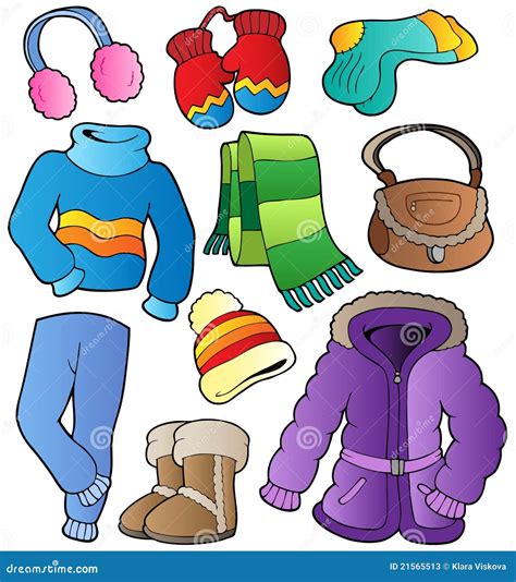 Colección 1 De La Ropa Del Invierno Ilustración del Vector ...