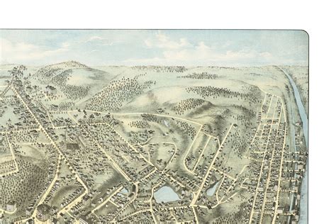 Norwich, Connecticut in 1876 - Bird's Eye View Map, Aerial, Panorama ...