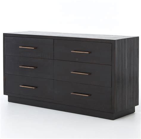 Modern Burnished Black Wood 6 Drawer Dresser | Zin Home