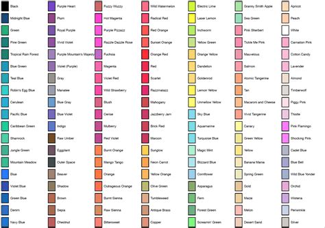 Crayola Crayons Colors List