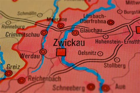 The Word ZWICKAU on the Map Stock Image - Image of country, macro ...