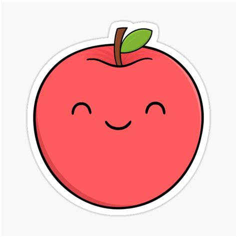 "Cute Apple Smiling" Sticker by BaconPancakes21 | Redbubble