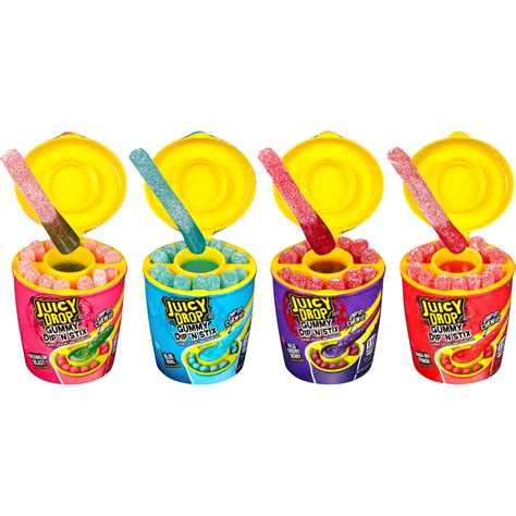 Juicy Drop Gummy Dip 'N Stix, Sweet Gummy Sticks w Sour Dipping Gel, 8 Pack - Fun Candy for ...