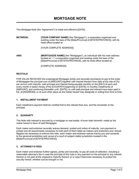 Mortgage Note : Http Www2 Nycbar Org Realestate Forms Note Pdf Pdf ...