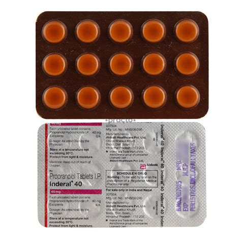 Inderal 40 MG Tablet - Uses, Dosage, Side Effects, Price, Composition ...