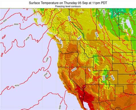 Oregon Surface Temperature on Saturday 18 Sep at 11am PDT