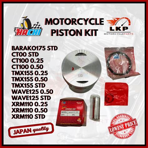 HACHI MOTORCYCLE PISTON KIT XRM110 / WAVE125 / CT100 / TMX155 / BARAKO MOTORCYCLE PARTS ...