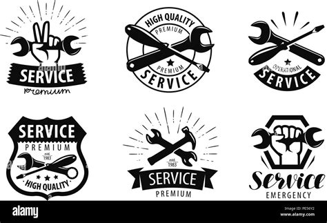 service, repair set of logos or labels. maintenance icon. vector illustration Stock Vector Image ...