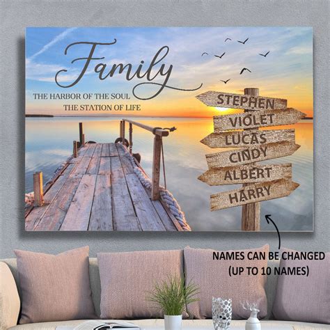 Harbor Of The Soul - Personalized Custom Name Canvas, Family Wall Art ...