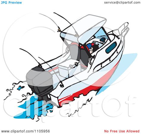 Clipart Motor Boat - Royalty Free Vector Illustration by Dennis Holmes Designs #1105956