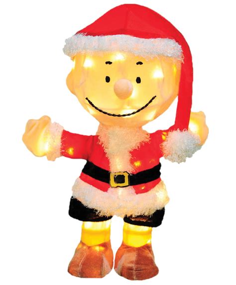 18" Pre-Lit Peanuts Charlie Brown in Santa Suit Christmas Yard Art ...