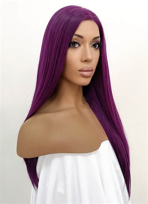 Straight Dark Purple Lace Front Synthetic Wig LFB029 – Wig Is Fashion