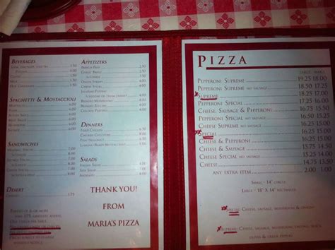 Maria's Pizza Menu, Menu for Maria's Pizza, Hawley Farms, Milwaukee ...