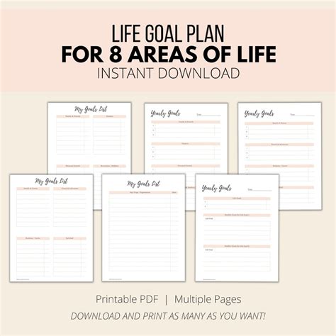 Goal Setting in 8 Areas of Life Printable, Life Plan Goals - Etsy