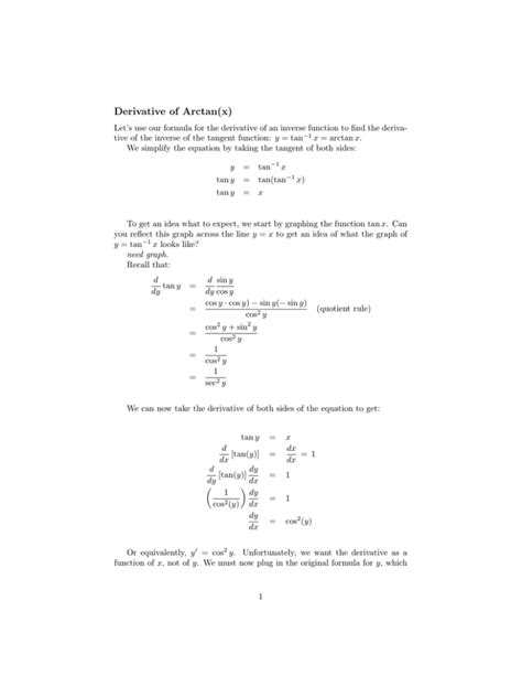 Derivative of Arctan(x)