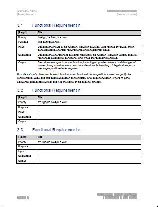 Functional Requirements Specification Template (MS Word) – Templates, Forms, Checklists for MS ...