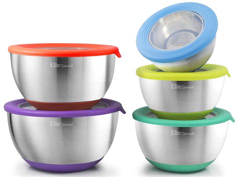 Buy Elite Gourmet EBS-1810 with Silicone Bottom and Transparent Lids, 10 Piece, Multi-Colored ...