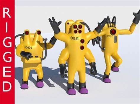 3D model Low-Poly Monsters Inc CDA agents 3D models rigged HAZMAT SUIT VR / AR / low-poly | CGTrader