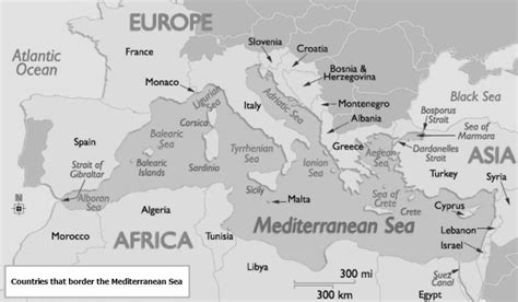 Map of the countries that border the Mediterranean Sea. Modified from ...