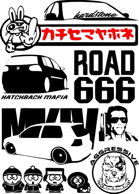 Stickers on Cars Set Vector Free Vector cdr Download - 3axis.co