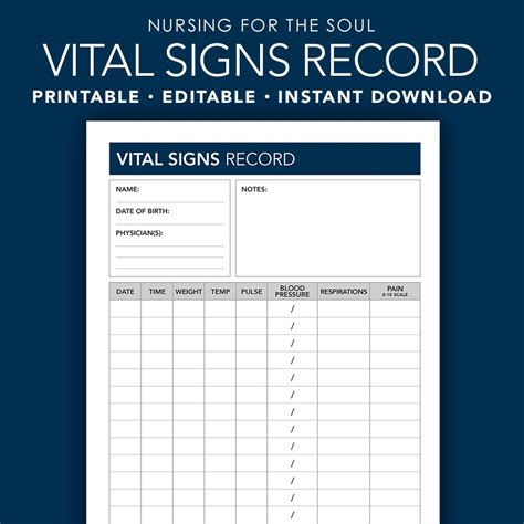 Printable Vital Signs Sheet Nursing