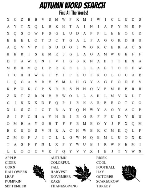 Autumn Word Search — Thrifty Mommas Tips