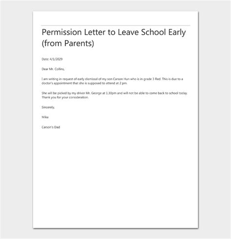 Early Dismissal Note: How to Write (Tips and Examples)