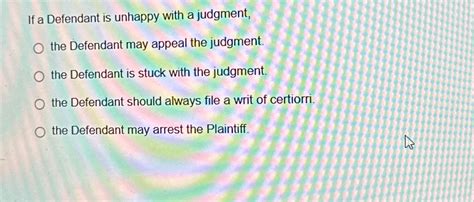 Solved If a Defendant is unhappy with a judgment,the | Chegg.com