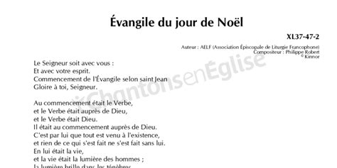 Chantons en Eglise - Évangile du jour de Noël (XL37-47-2) AELF/Robert/Kinnor