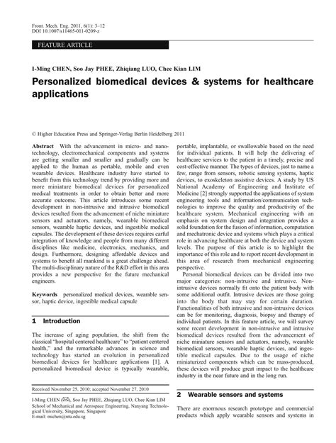 (PDF) Personalized biomedical devices & systems for healthcare applications