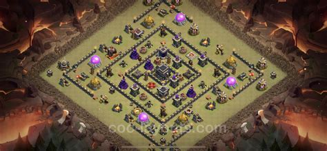 Best Anti 3 Stars War Base TH9 with Link, Anti Air / Dragon - Town Hall ...