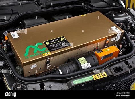 Lithium-ion battery pack in BMW Electric powered Mini E car Stock Photo ...