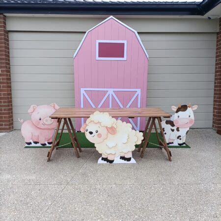 Barn Theme Backdrop Pink Hire FROM - The Backdrop Station