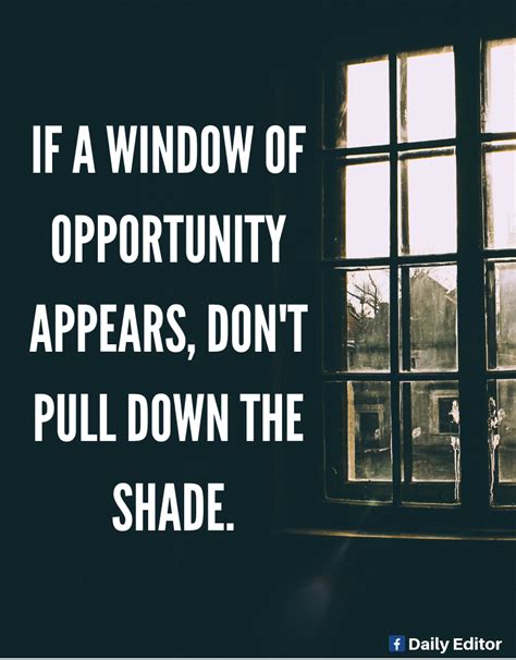 If a window of opportunity appears, don't pull down the shade. #opportunity #life #lifequotes # ...