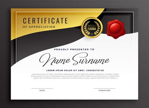 golden certificate of appreciation template - Download Free Vector Art ...